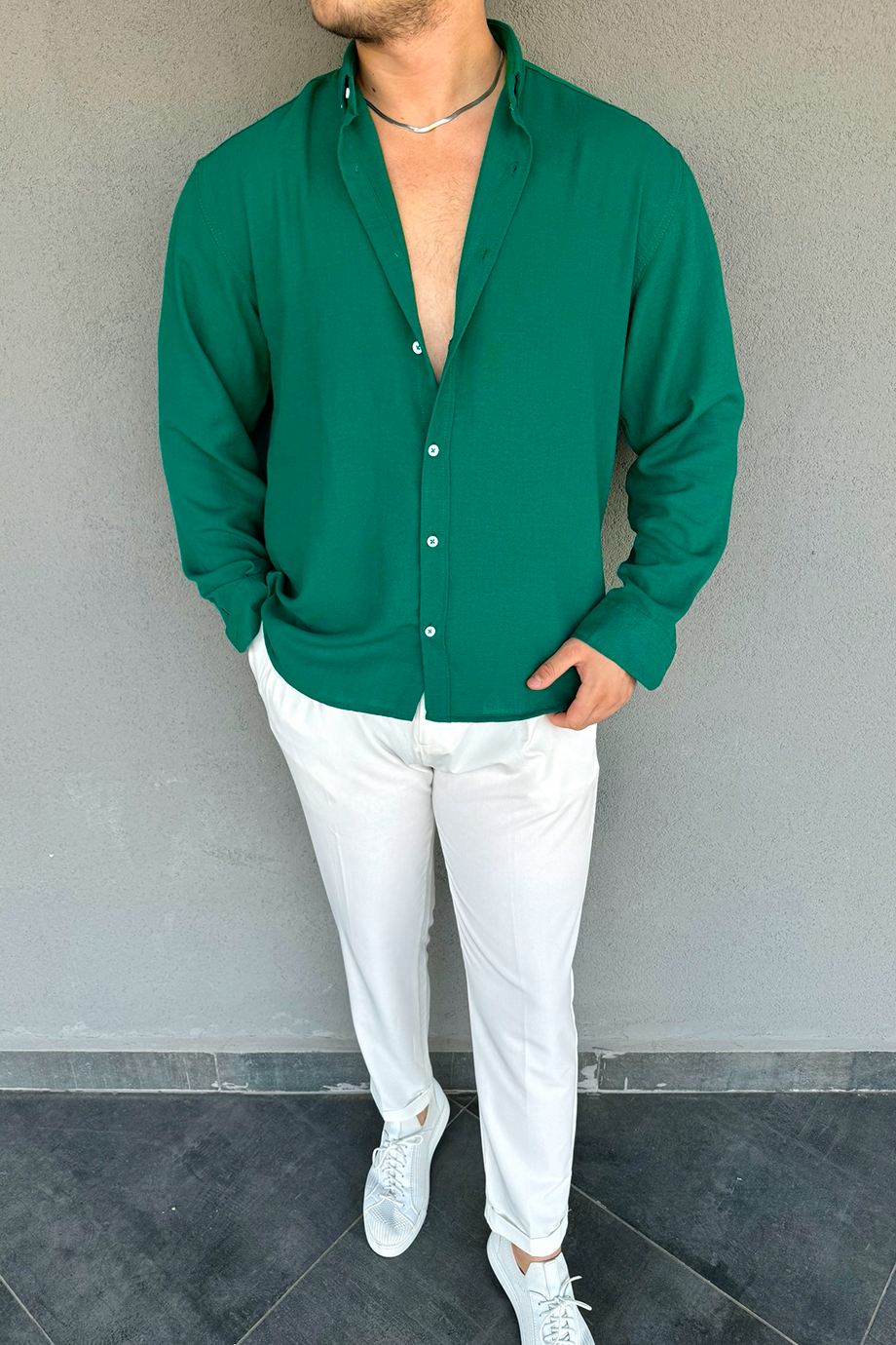 YEŞİL OVERSIZE KALIP PREMİUM GÖMLEK