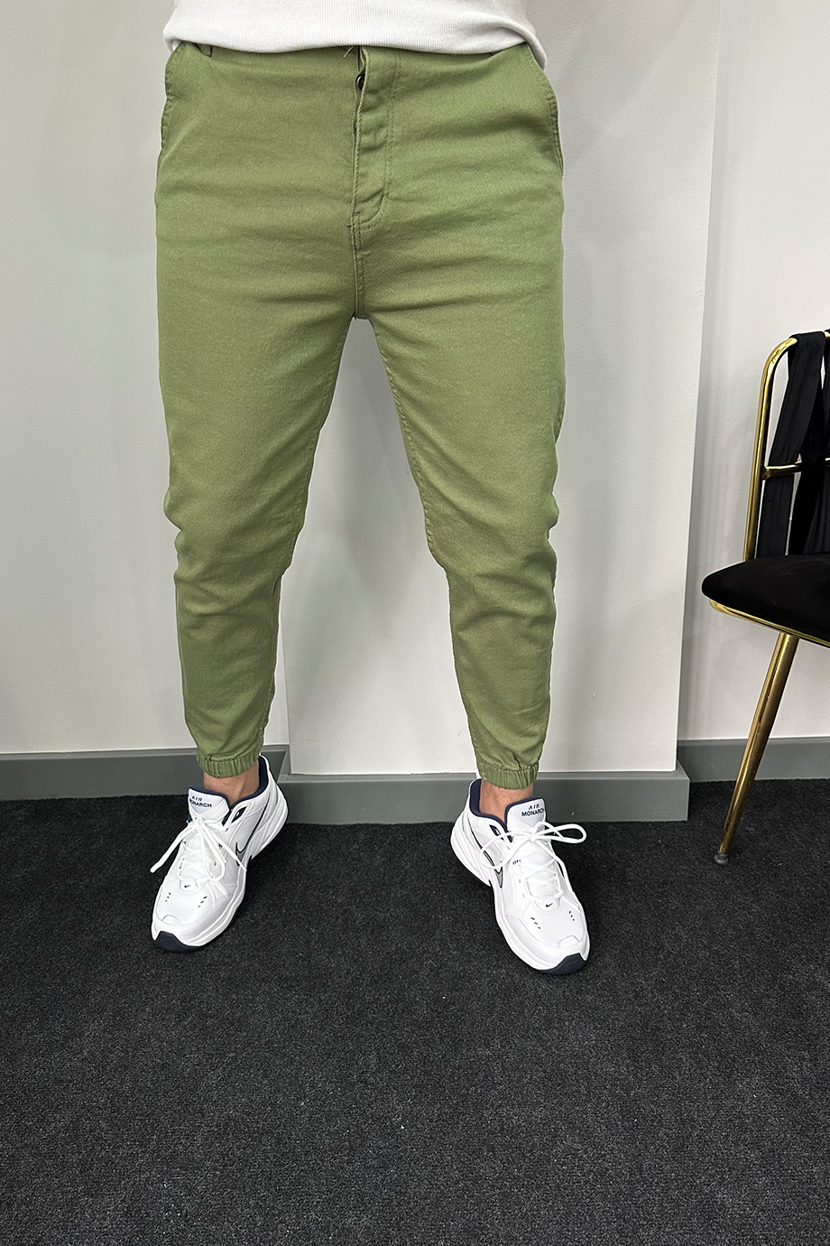 YEŞİL PAÇA LASTİKLİ RAHAT KALIP JOGGER KOT PANTALON