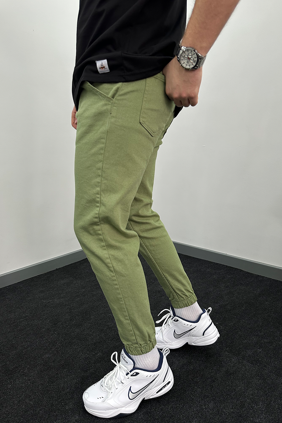 YEŞİL PAÇA LASTİKLİ RAHAT KALIP JOGGER KOT PANTALON