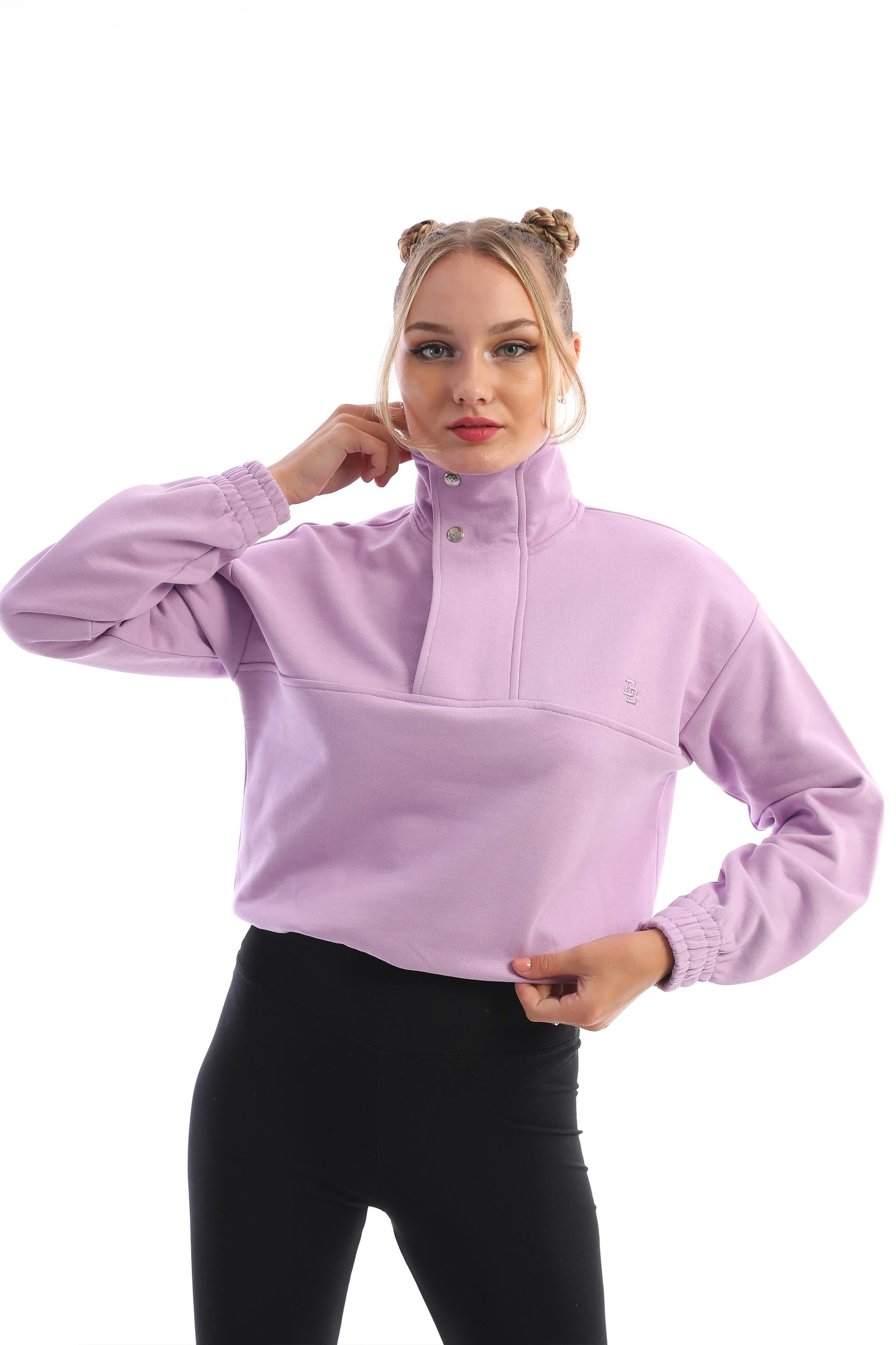 Edelle Lila Çıt Çıtlı Kadın Sweatshirt Regular Fit