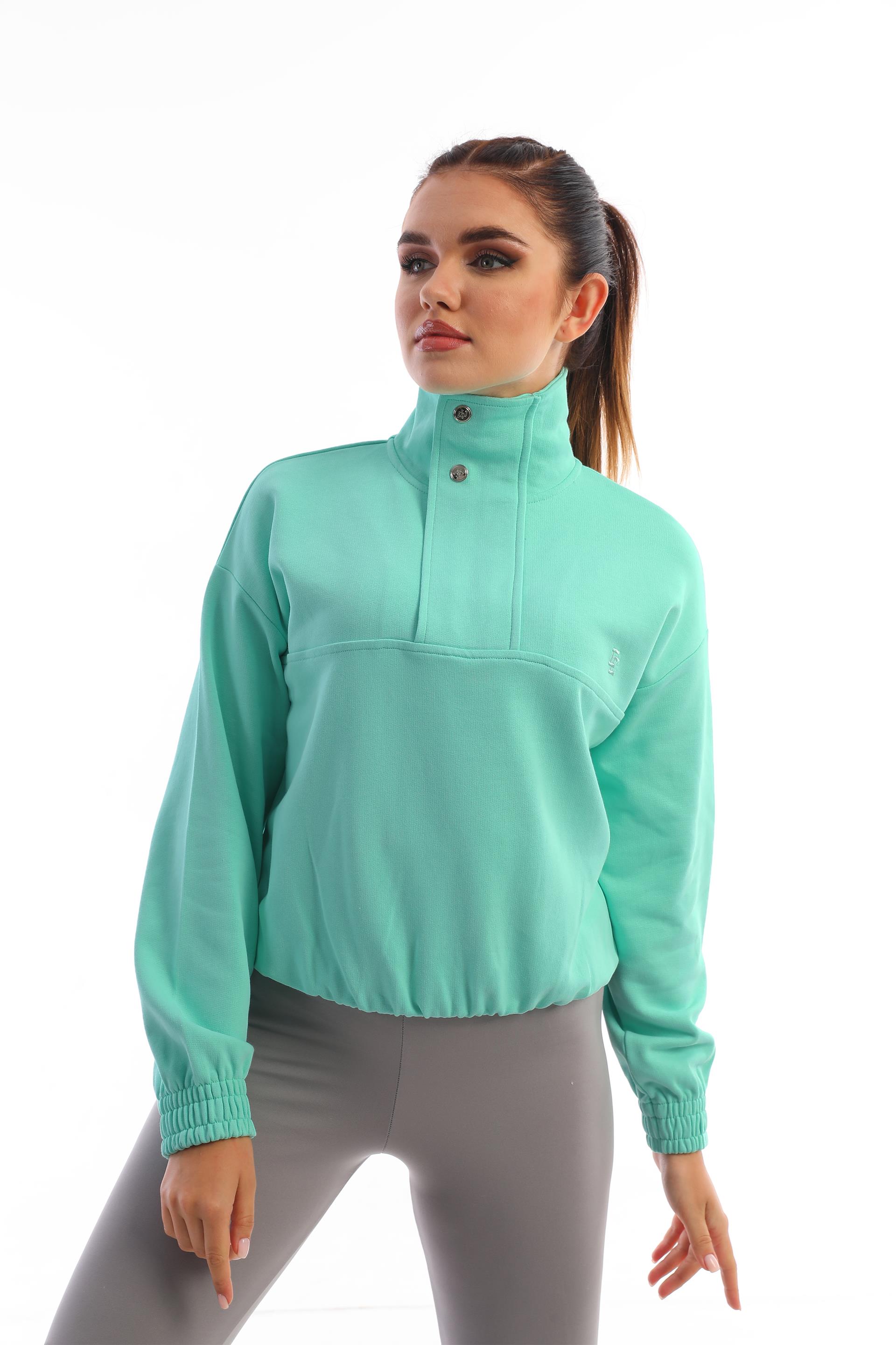Edelle Mint Çıt Çıtlı Kadın Sweatshirt Regular Fit