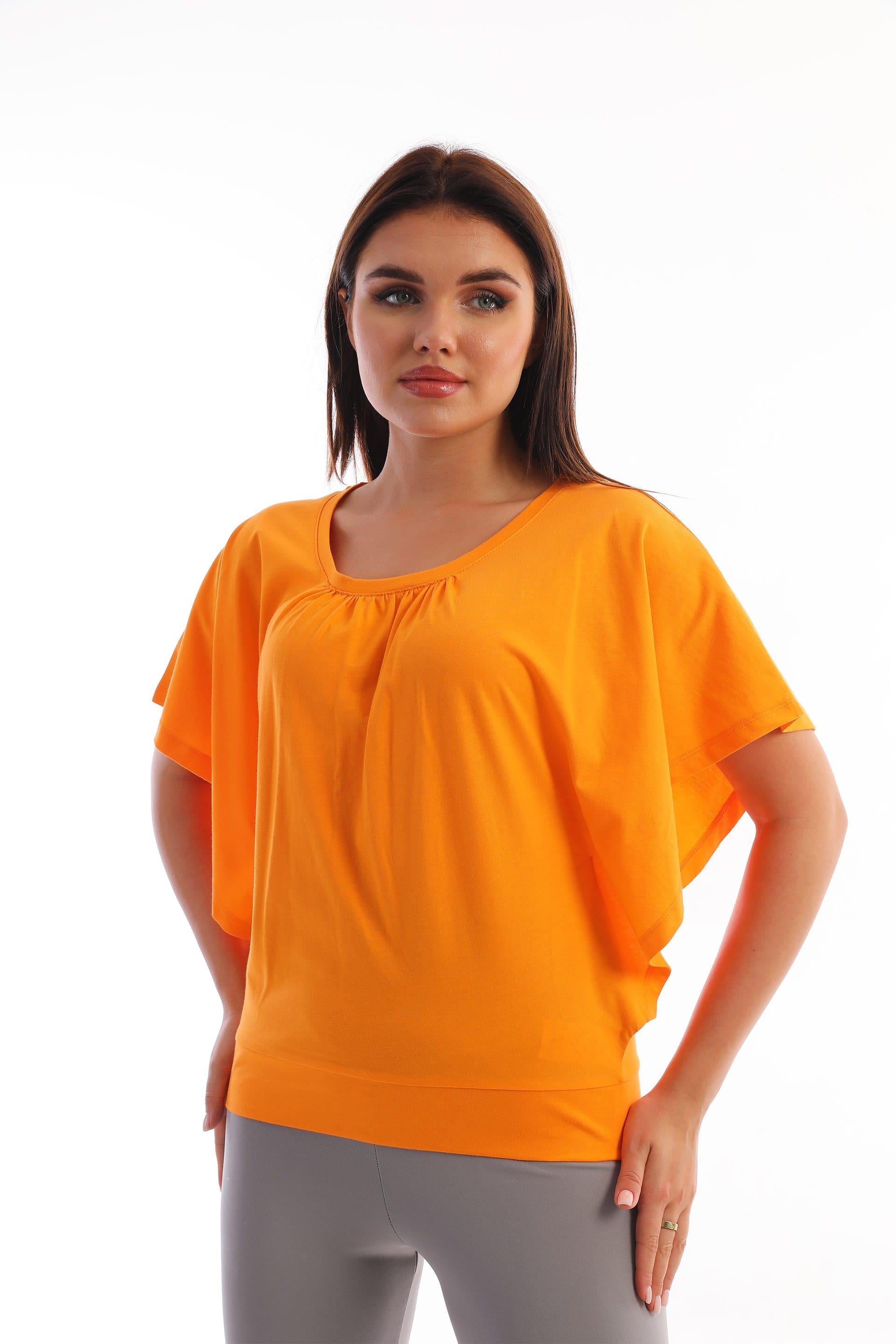 Yarasa Kol Slim Fit Bel Lastikli Pamuklu Kadın Tişört