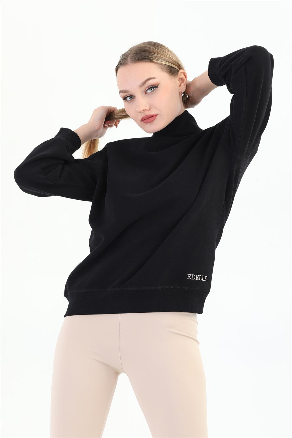 %100 Organik Pamuklu Balıkçı Yaka Sweatshirt
