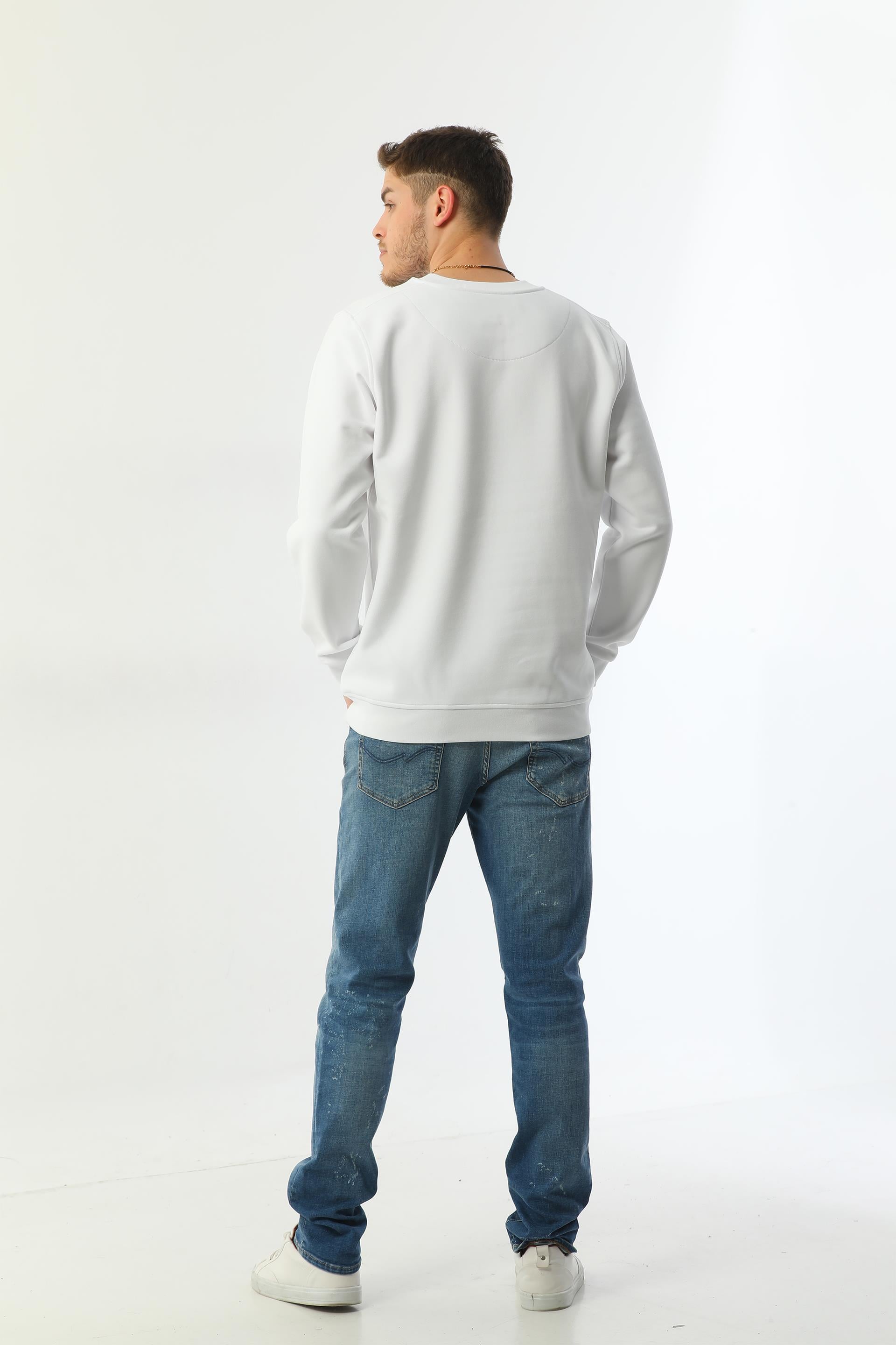 Edelle Organik Basic Beyaz Erkek Sweatshirt