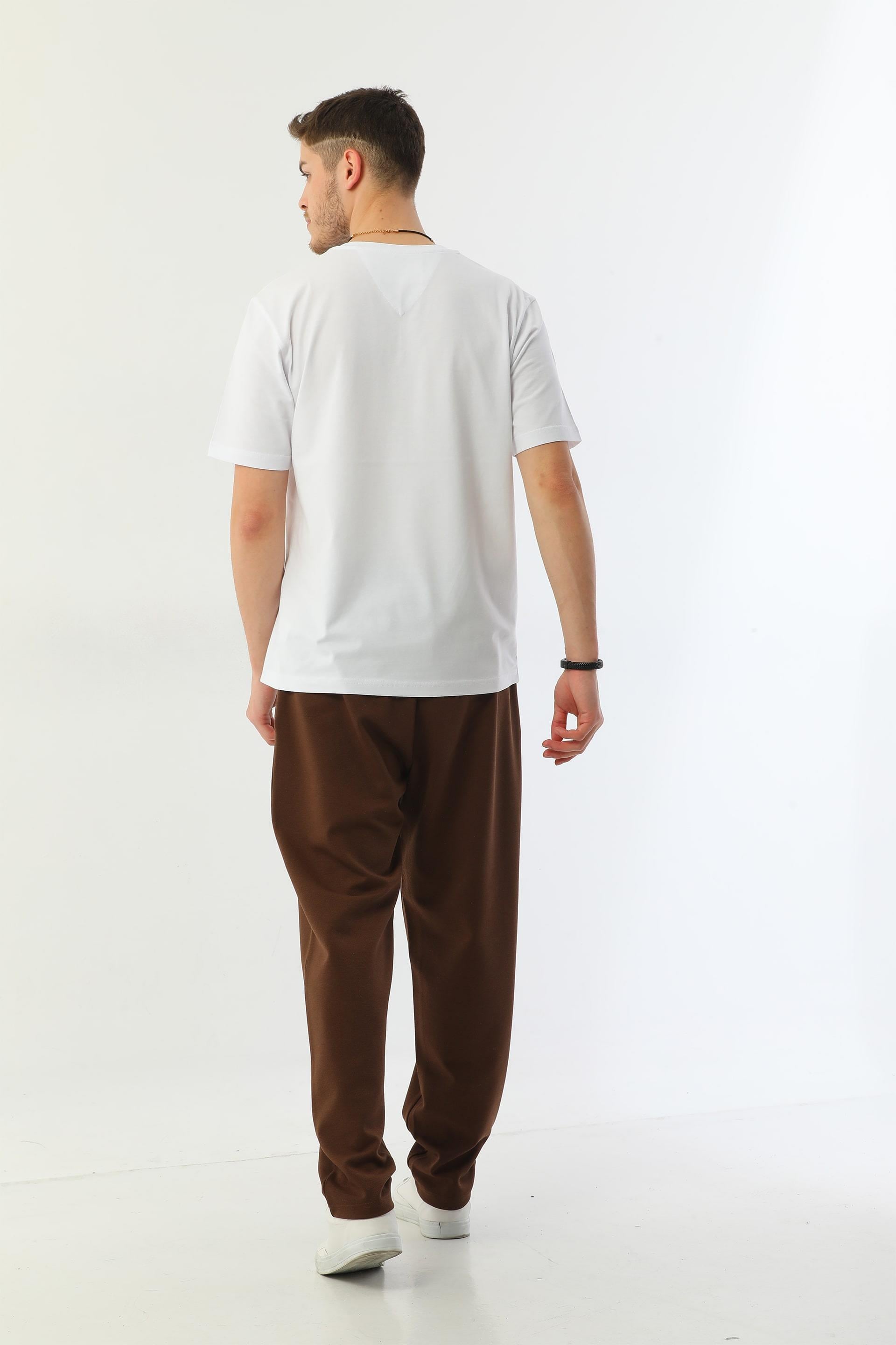 Edelle Organik V Yaka Regular Fit Beyaz Erkek Tisort