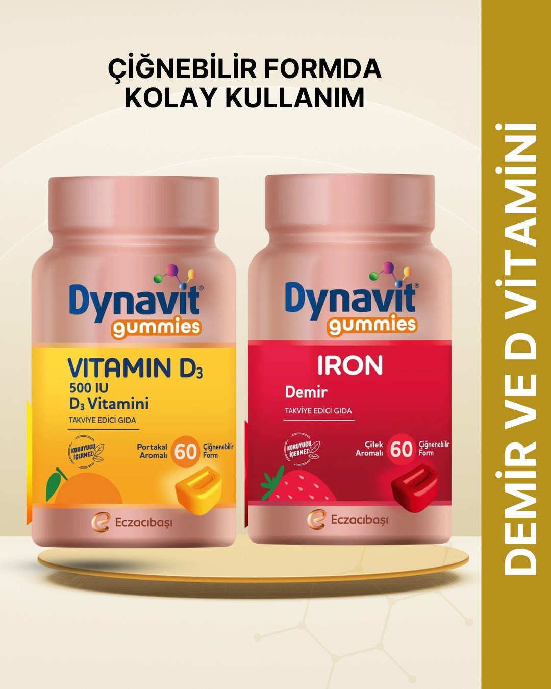2'li Set Dynavit® Gummies Iron 8,5 mg & Gummies Vitamin D3 500 IU