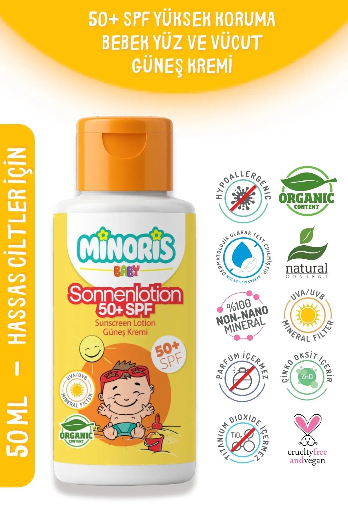 MİNORİS BABY 50 FAKTÖR GÜNEŞ KREMİ 