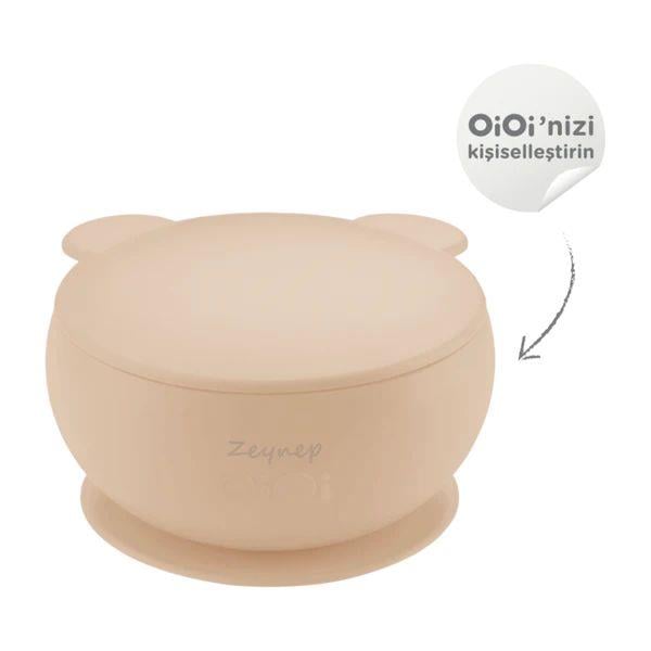 OiOi - Vakumlu Kapaklı Kase  Bubble Beige