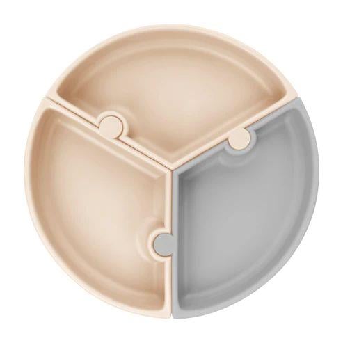 OiOi - Vakumlu Mama Tabağı Puzzle Bubble Beige / Powder Grey