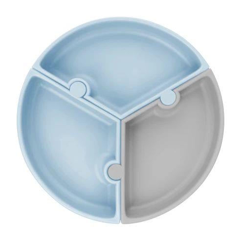 OiOi - Vakumlu Mama Tabağı Puzzle Mineral Blue / Powder Grey