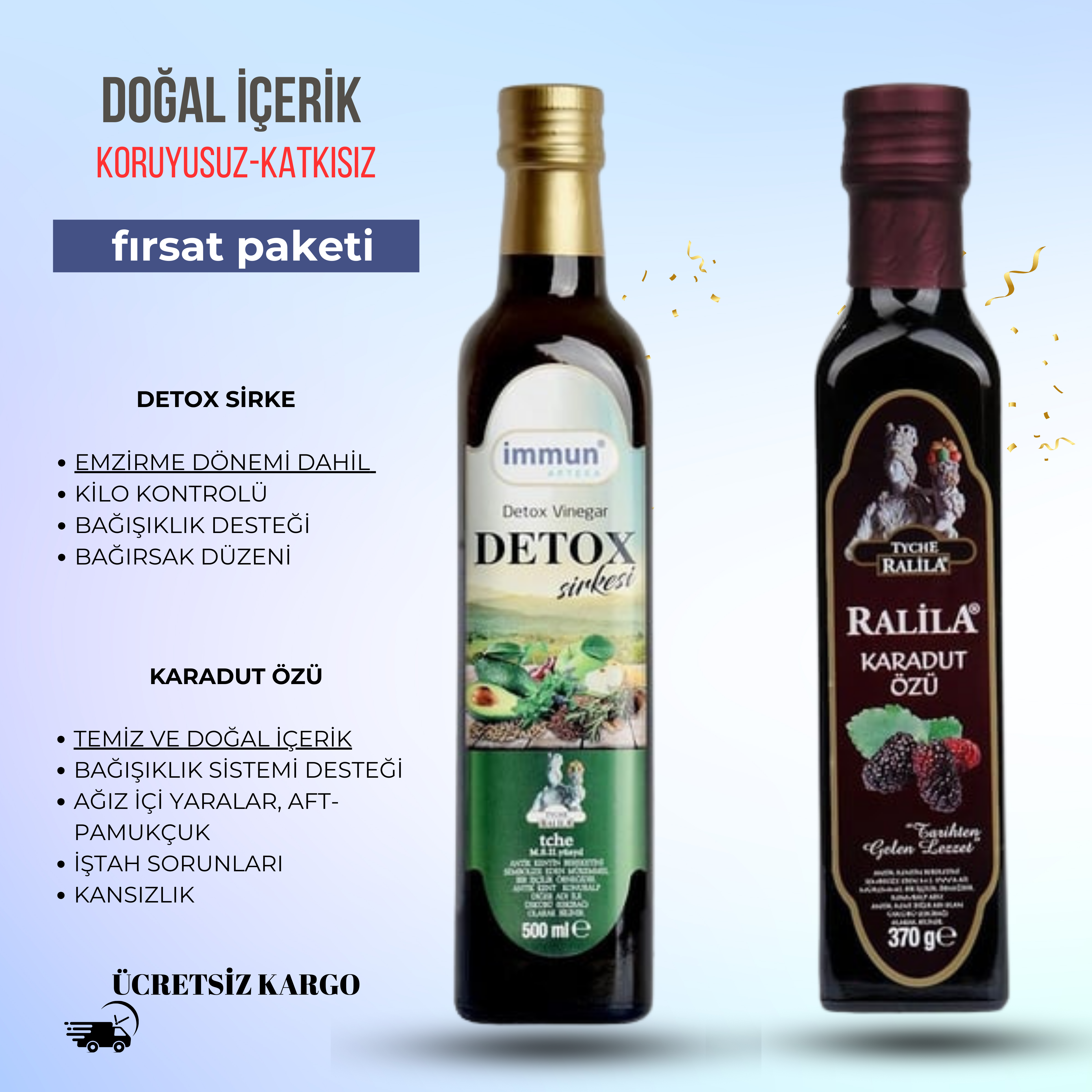 RALİLA TEMİZ İÇERİKLİ DETOX SİRKE + KARADUT ÖZÜ 