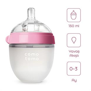 Comotomo Silikon Biberon 150ml Yavaş Akışlı (0-3 Ay) Yenidoğan - Pembe