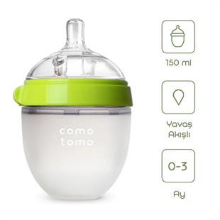 Comotomo Silikon Biberon 150ml Yavaş Akışlı (0-3 Ay)  - Yeşil