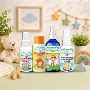Minoris Baby 4'lü Paket Su Bazlı Nemlendirici ve Baby Pişik Önleyici Sprey, Vücut Koruyucu Sprey, Organik Bebek Güneş Kremi 50 SPF, Nemlendirici 