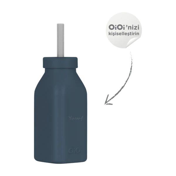 OiOi - Şişe + Pipet  Deep Blue / Powder Grey