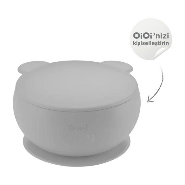 OiOi - Vakumlu Kapaklı Kase  Powder Grey