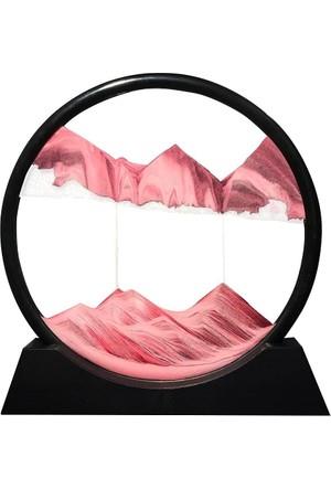 Hareketli Kum Sanat Yuvarlak Cam 3D Kum Saati Derin Deniz Kum Manzarası-Pembe
