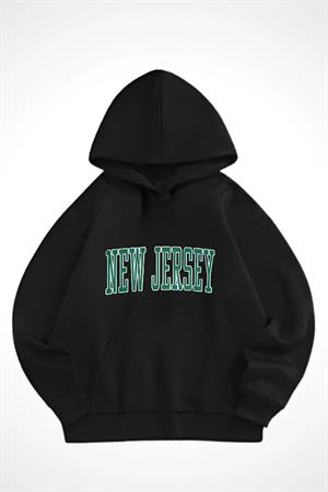 New Jersey Baskılı Oversize Sweatshirt