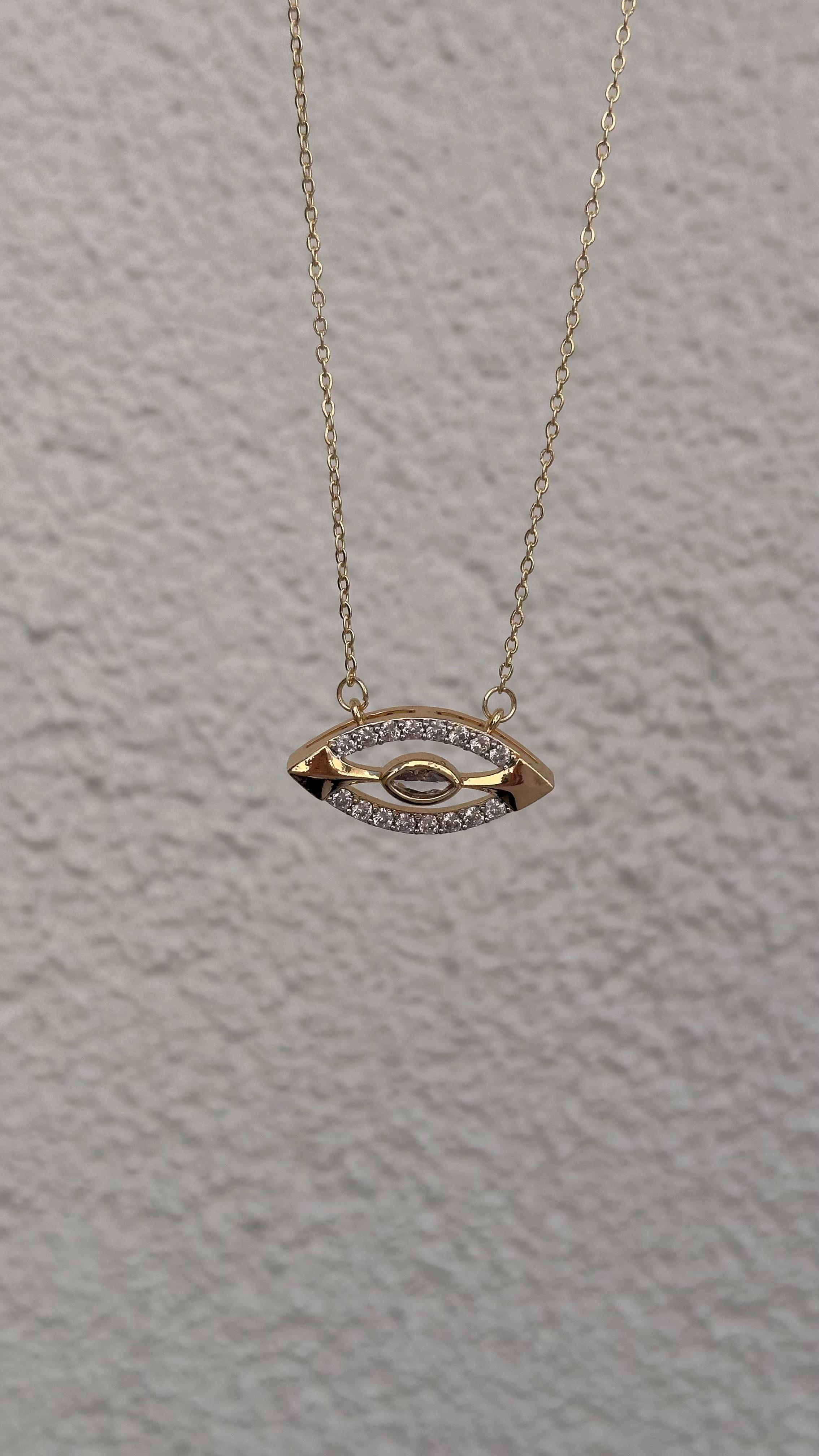 GOLD EYE CHARM KOLYE
