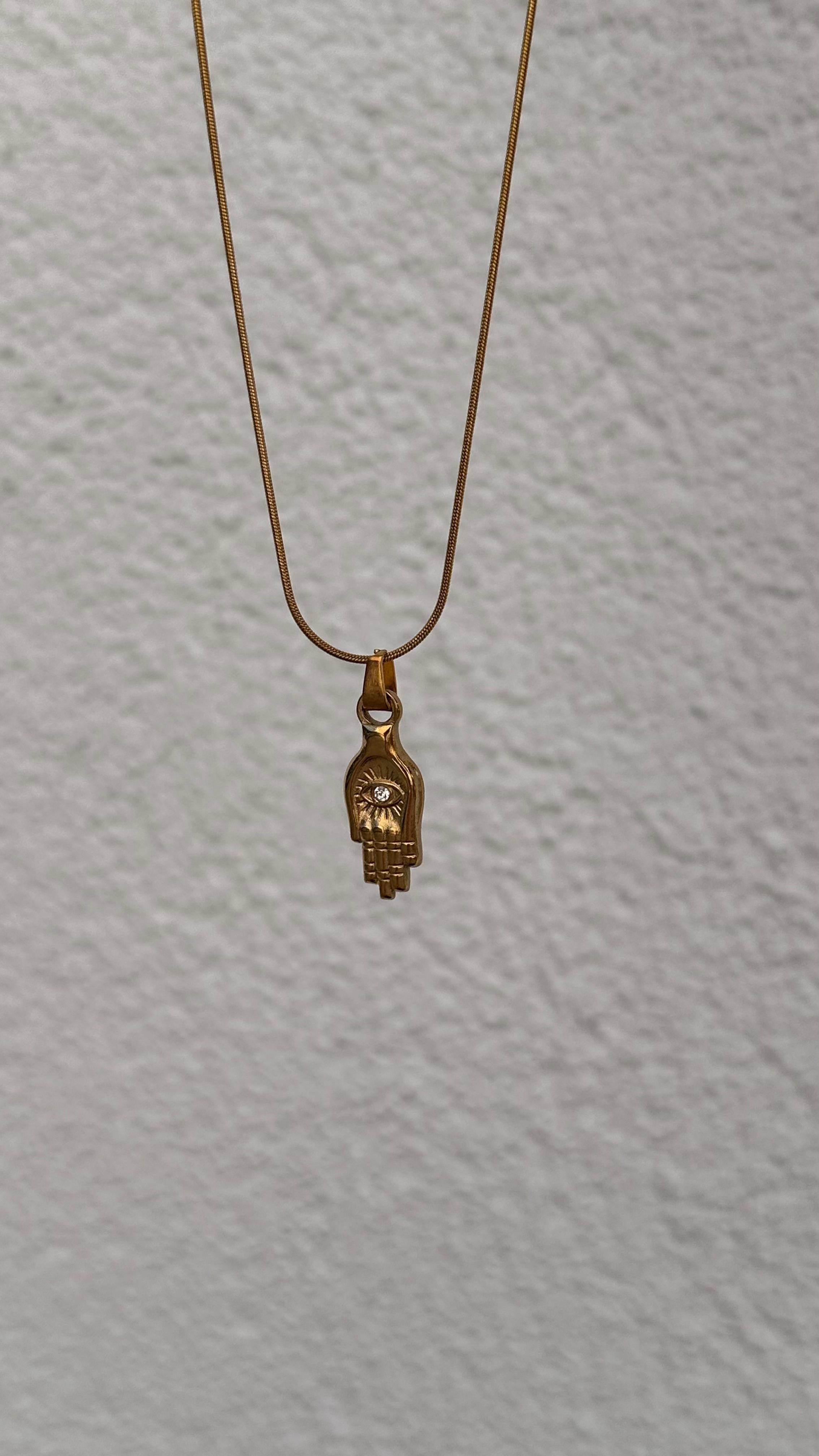 GOLD HAMSA ELİ KOLYE