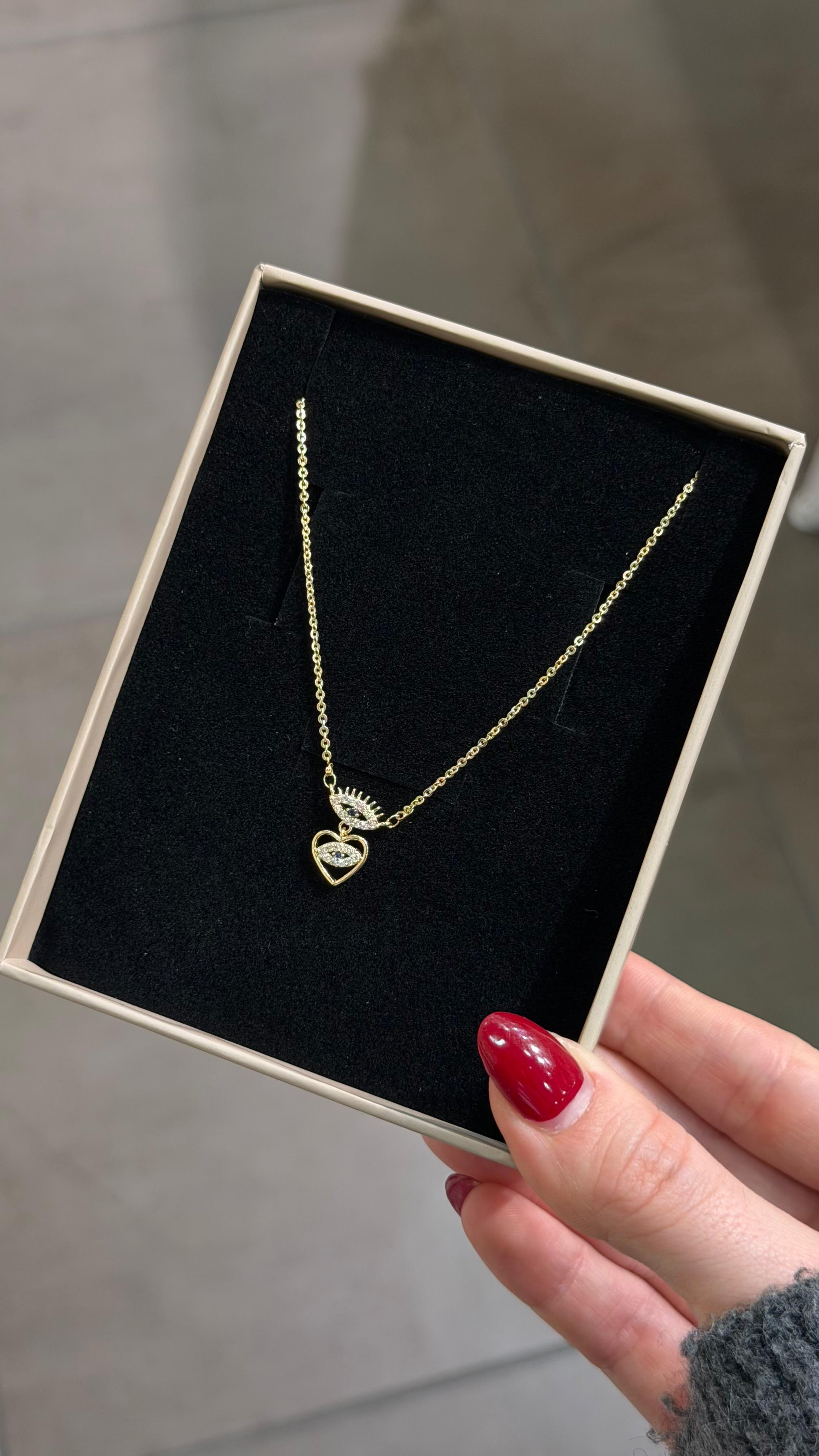 GOLD HEART EYE KOLYE