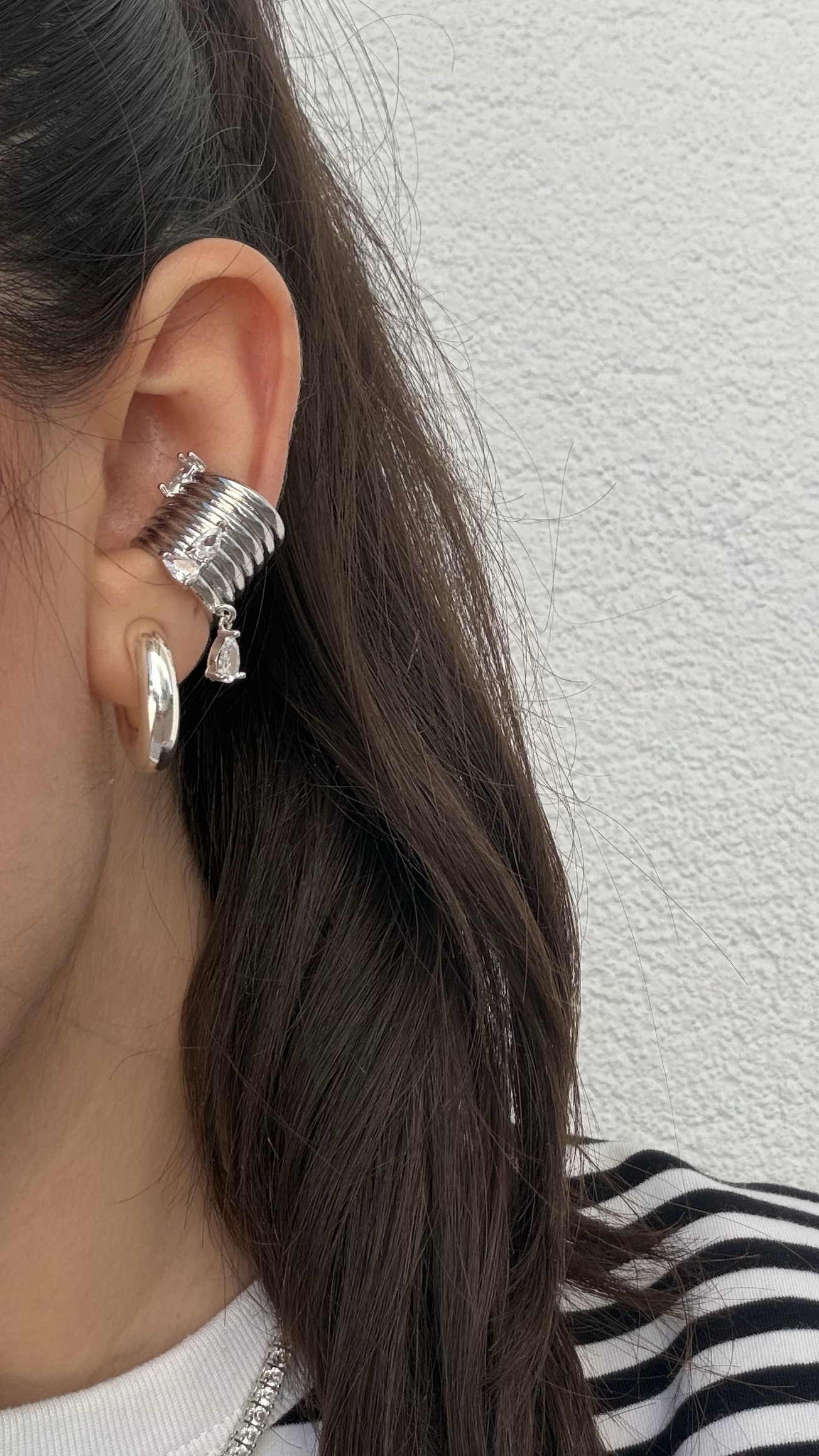 SILVER TAŞLI EARCUFF