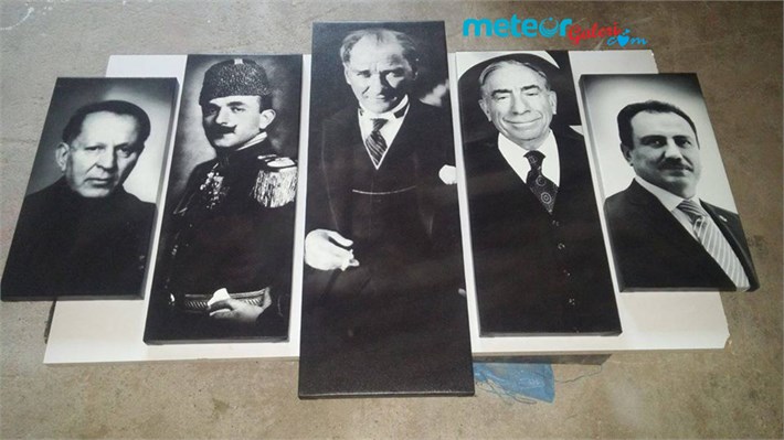 Atatürk Alparslan Türkeş Yazıcıoğlu Hüseyin Nihal Atsız Enver Paşa Kanvas Tablosu
