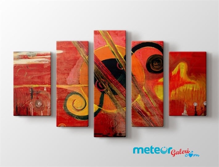 Kırmızı Renk Soyut Tasarım Kanvas Tablo