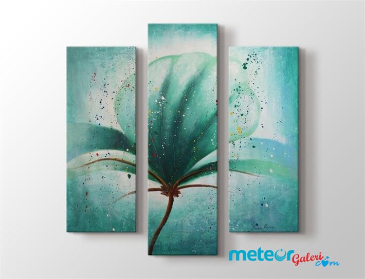 Su Yeşili Dört Yapraklı Çiçek Kanvas Tablo