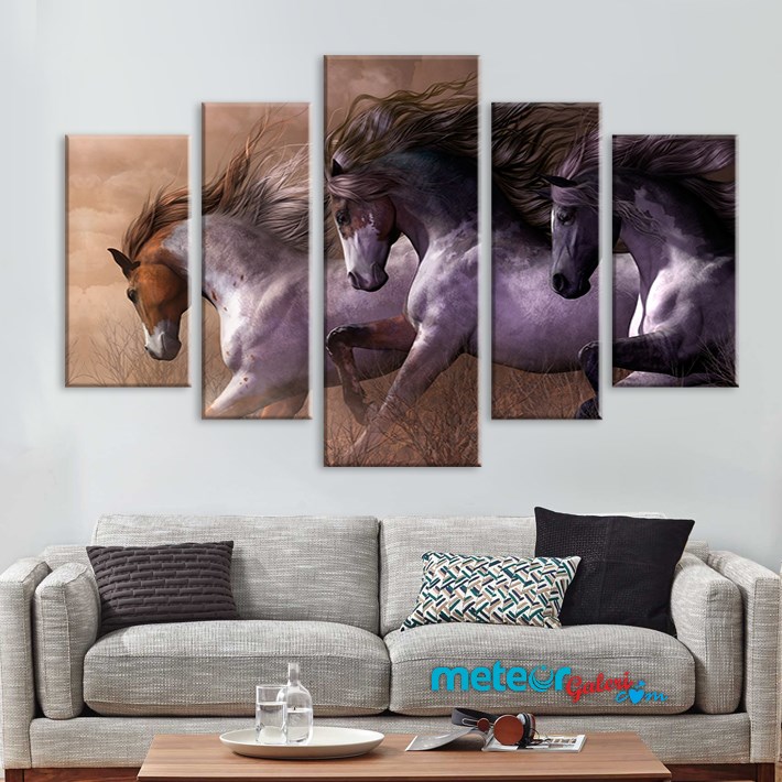 3 Muhteşem Ala At Kanvas Tablo