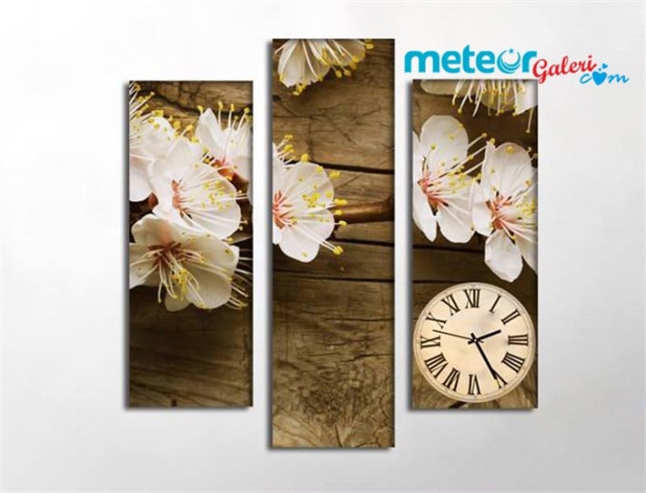 Kahverengi İlk Bahar Çiçekleri Kanvas Tablo