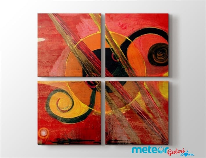 Kırmızı Renk Soyut Tasarım Kanvas Tablo