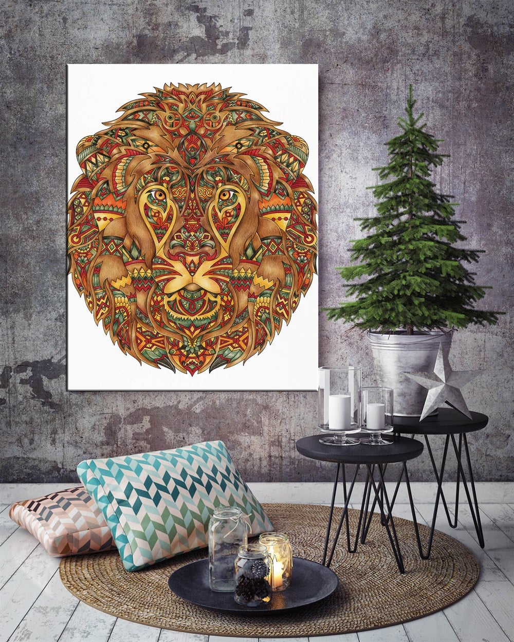 Aslan Resimli Kanvas Tablo