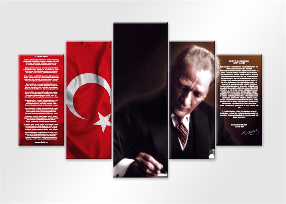 Atatürk İstiklal Marşı Ve Gençliğe Hitabe Dekoratif Kanvas Tablo