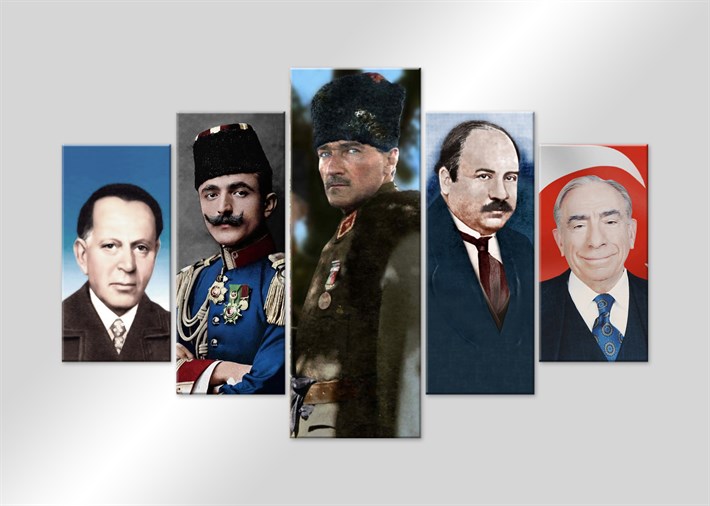 Atatürk Nihal Atsız Enver Paşa Alparslan Türkeş ve Ziya Gökalp Kanvas Tabloları
