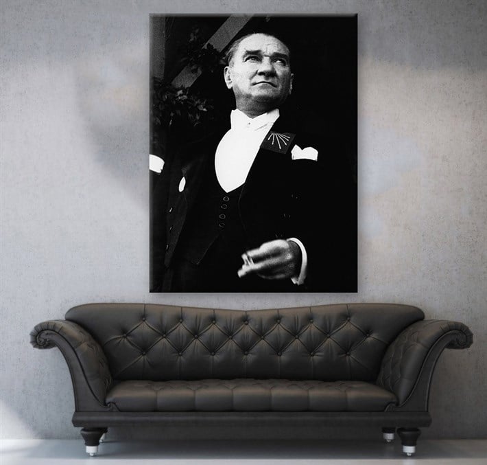 Atatürk Siyah Beyaz Kanvas Tablo
