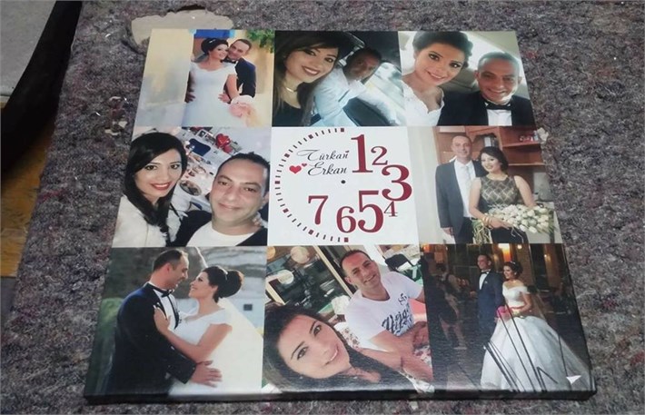Saatli ve 9 Adet Fotoğraftan Oluşan Kişiye Özel Kanvas Tablo