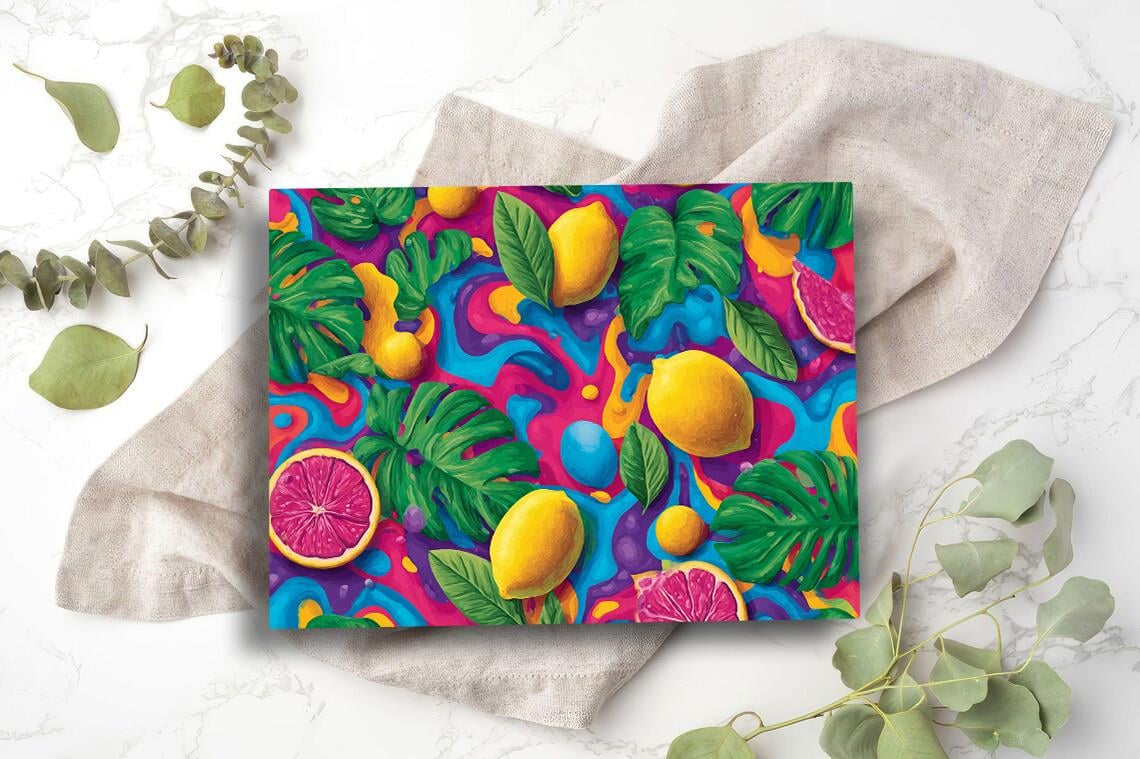 Canlı Tropikal Desenli Temperli Cam Kesme Tahtası 20x30 cm | Hijyenik ve Dayanıklı Mutfak Aksesuarı