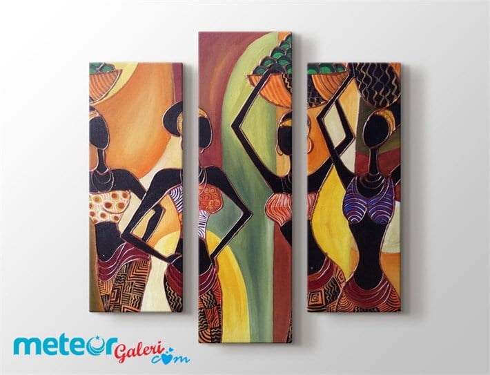 African Ladies Renkli Parçalı Kanvas Tablo