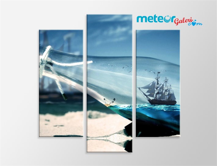 Şişede Beyaz Yelkenli Gemi Deniz ve Ötesi