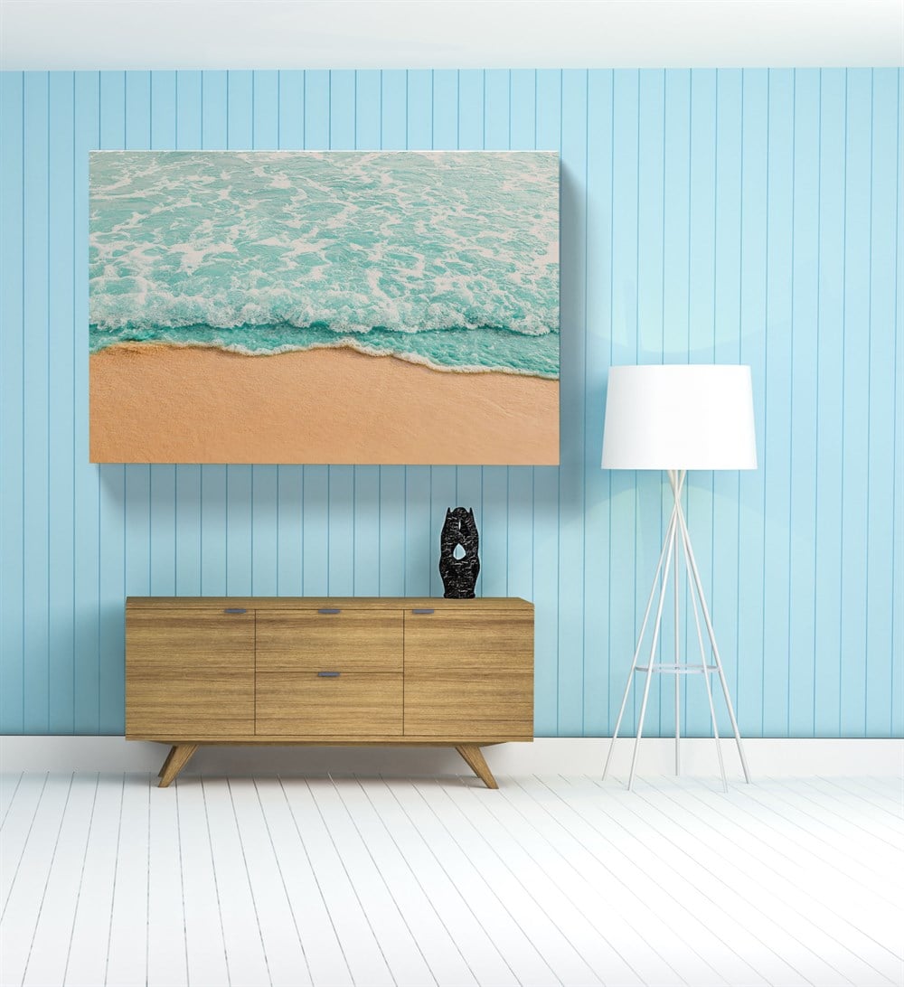 Deniz Dalgası Ve Kumsal Kanvas Tablo 