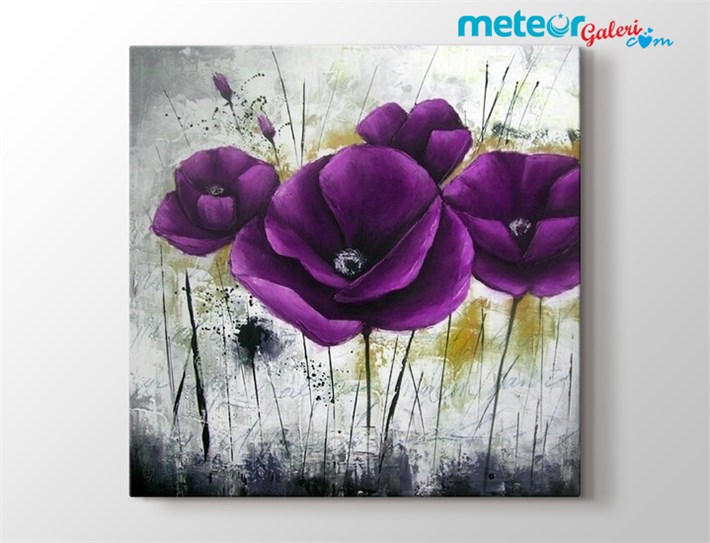 Mor Gelincik Çiçek Kanvas Tablo