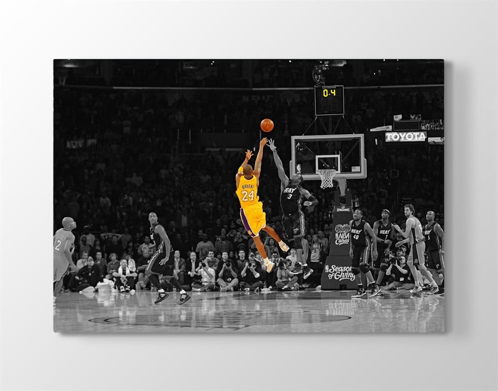 Kobe Bryant Basketbolcu Resimli Sarı Siyah Kanvas Tablo 