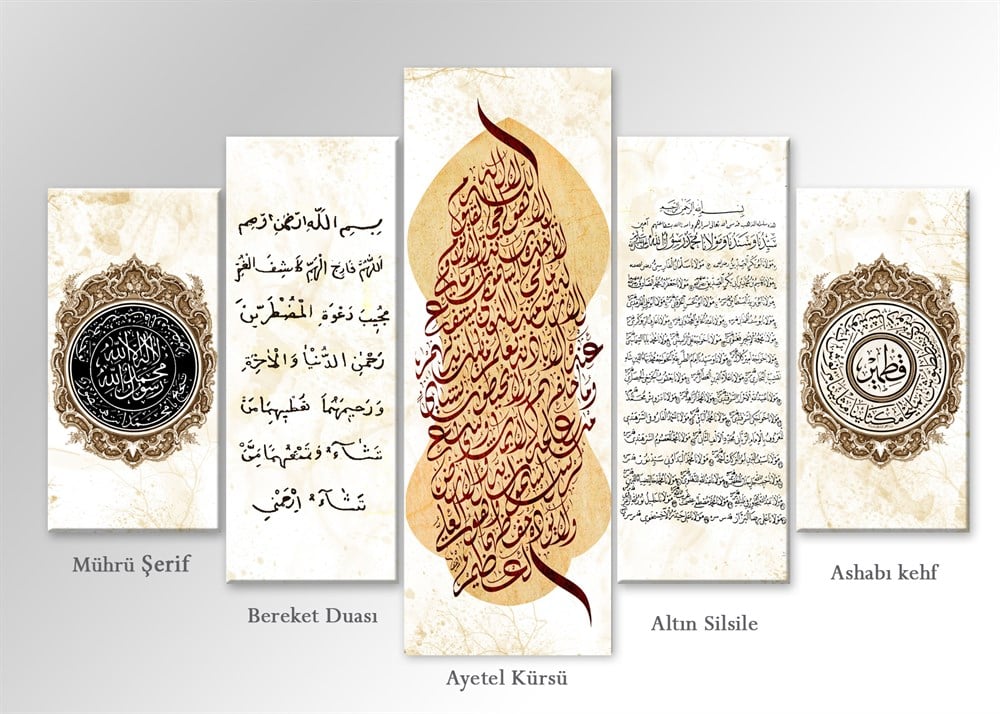Mührü Şerif - Bereket Duası - Ayetel Kürsü - Altın Silsile - Ashabı Kehf Kanvas Tablo