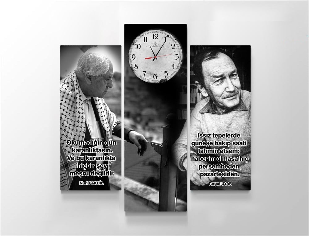 Nuri Pakdil ve Turgut Uyar Resimli 3 Parça Kanvas Tablo