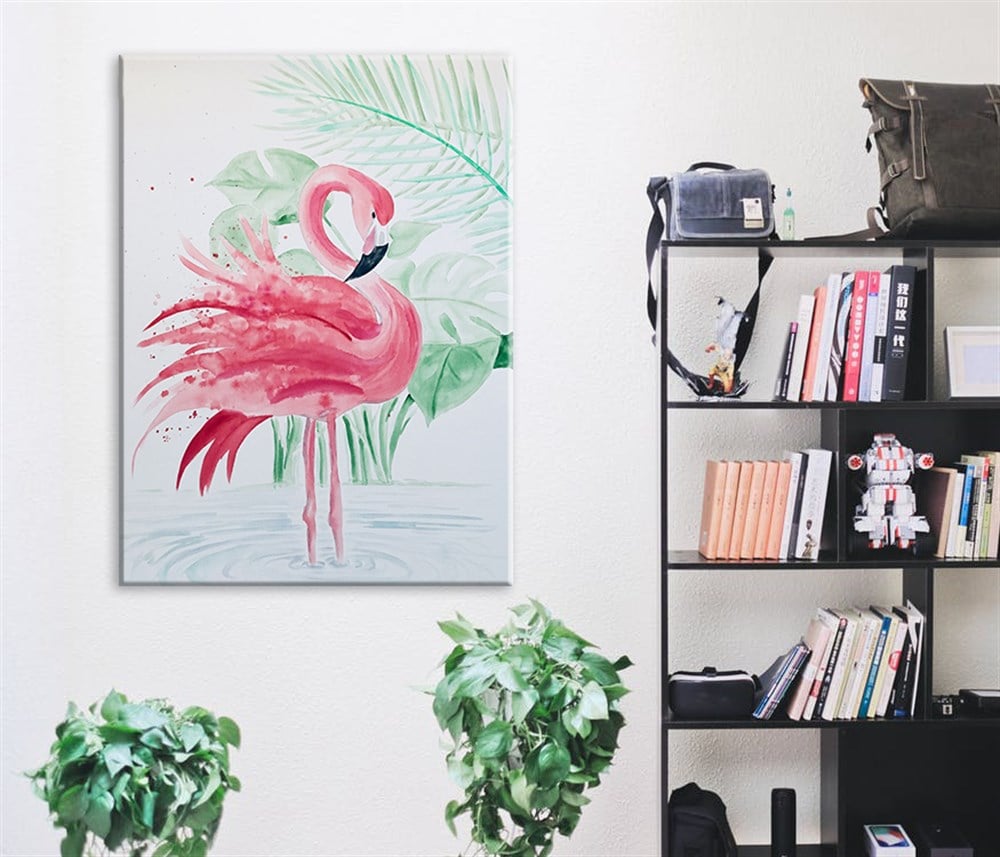 Pembe Flamingo Dekoratif Kanvas Tablo