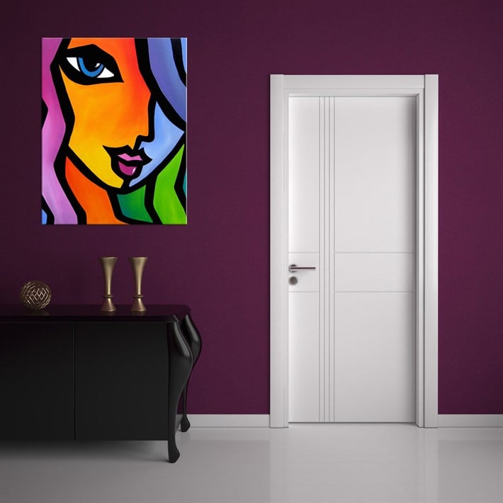 Renkli Kadın Pop Art Kanvas Tablosu