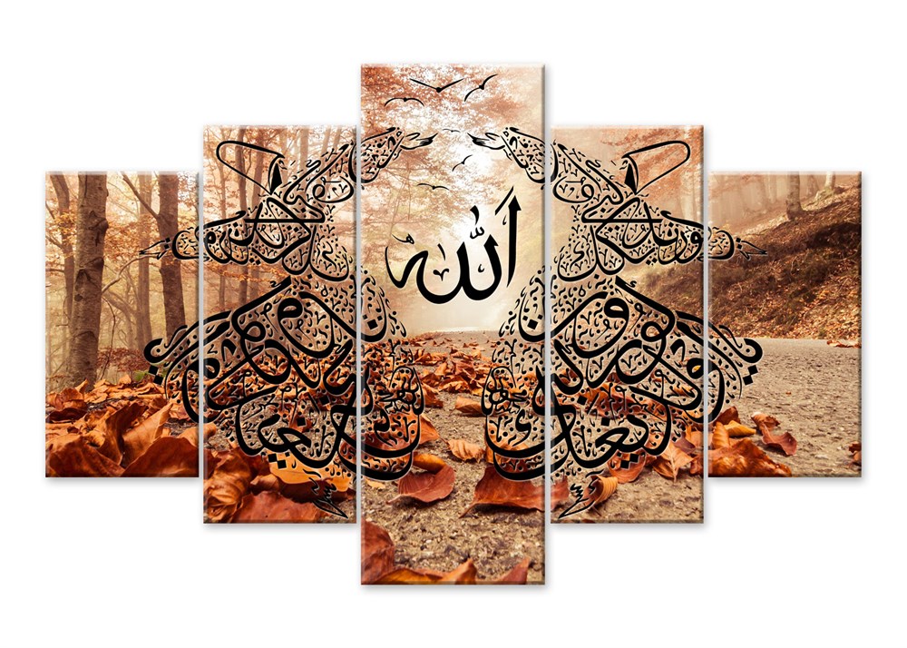 Sonbahar Manzaralı 5 Parça Dini Kanvas tablo