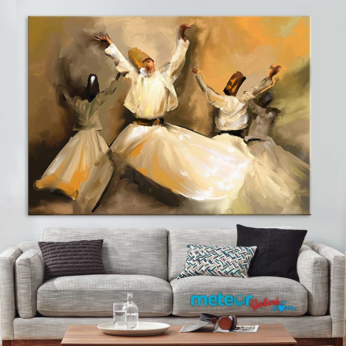 Sufi Mevlevi Sanatsal Kanvas Tablo