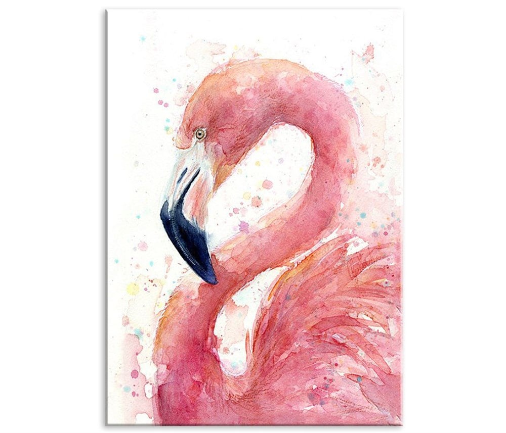 Sulu Boya Flamingo Dekoratif Kanvas Tablo